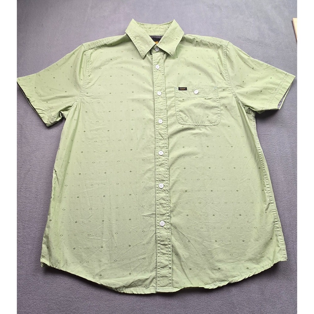 Lee Mens‎ Medium Light green Western button down shirt short sleeve regular fit